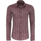 Bordo Kareli Slim-Fit Gömlek - 2XL