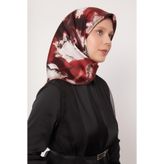 Bordo Lotus Çiçek Twill İpek Eşarp