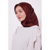 Bordo Petek Desen Monogram İpek Eşarp