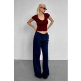 Bordo V Yaka Basic Kadın Tişört Mg2450