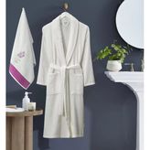 Bornoz - Nakışlı Havlu Seti Cora Bayan Krem S/M+45X85cm
