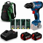 Bosch Gsr 18V-45 Akülü Vidalama Seti Kömürsüz (2*4AH)+4 Lü Uç Seti + Sırt Çantası Hediyeli