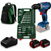 Bosch Gsr 18V-45 Akülü Vidalama Seti Kömürsüz (2*4AH)+60 Parça + Sırt Çantası Hediyeli