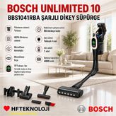 Bosch Unlimited 10 Şarjlı Dikey Süpürge - Siyah - Rose - 80Dk. Çalışma süresi