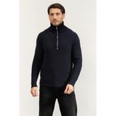 BOSS Erkek Fermuarlı Sweatshirt, Mavi, XL