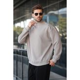 Boyalı Gri Yarım Balıkçı Yaka Erkek Basic Sweatshirt E7158 - XL