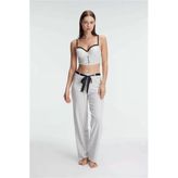 Bralet Sütyen Pamuklu Puantiye Desenli Desteksiz Dantel Detaylı Pijama Takımı