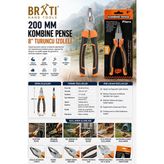 BRATİ HAND TOOLS 200 mm Kombine Pense 8'' Turuncu Izoleli