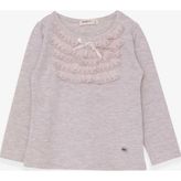 Breeze Bej 3-8 Yaş Uzun Kollu Güpürlü Fiyonklu Kız Çocuk T-shirt