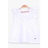 Breeze Ekru 4-8 Yaş Dantelli Kız Çocuk T-shirt