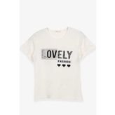 Breeze Ekru 9-16 Yaş Kız Çocuk Yazı Baskılı T-shirt