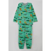 Breeze Erkek Çocuk Pijama Takımı Safari Temalı Sevimli Hayvancıklar Desenli 4-8 Yaş, Yeşil