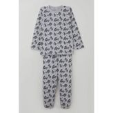 Breeze Erkek Çocuk Pijama Takımı Sevimli Kaplanlar Desenli 4-8 Yaş , Açık Gri Melanj - 5 Yaş