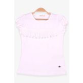 Breeze Güpürlü Kolları Lastikli Ekru 3-8 Yaş Kız Çocuk Tişört