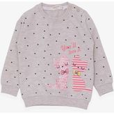 Breeze Kız Bebek Sweatshirt Mutlu Kedicikler 4 Ay-1.5 Yaş, Bej Melanj - 6 Ay