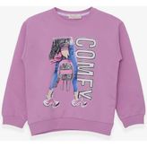Breeze Kız Çocuk Sweatshirt Pullu Baskılı Eflatun (9-14 Yaş) - 9 Yaş