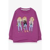 Breeze Kız Çocuk Sweatshirt Pullu Kız Baskılı 3-8 Yaş, Mor