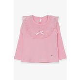 Breeze Pudra 1.5-5 Yaş Uzun Kollu Fiyonklu Güpürlü Kız Çocuk T-shirt