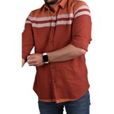 BRG-13028 Slimfit Çizgili Gömlek /kiremit/l