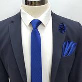 Brianze KMD-3 Saks Mavi Kravat Mendil Yaka Çiçeği Set