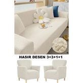 Bright Home 3.3.1.1 Krem Renkli Koltuk Örtüsü Polyester Materyal ile Modern Hasır Desen - 180 x 230 cm