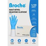 Broche TEK KULLANIMLIK PUDRASIZ NİTRİL ELDİVEN MAVİ 100'LÜ