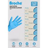 Broche TEK KULLANIMLIK PUDRASIZ NİTRİL ELDİVEN MAVİ 6'LI PAKET