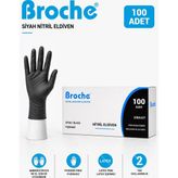 Broche Tek Kullanımlık Pudrasız Nitril Eldiven Siyah 100'LÜ - XL