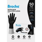 Broche Ultra Extra Kalın (5 Gr) Siyah Nitril Muayene Eldiveni 50 Adet - XL