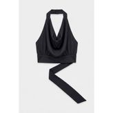 BSL Saten Degaje Yakalı Crop Bluz