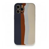 BSSM Ebruli Lansman Silikon - Lacivert Krem iPhone 12 Pro Max Kılıf