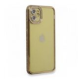 BSSM iPhone 12 Joke Taşlı Silikon Gold Kılıf