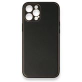 BSSM iPhone 12 Pro Coco Deri Silikon Kapak Siyah Kılıf