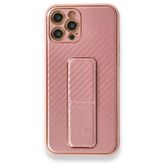 BSSM iPhone 12 Pro Coco Karbon Standlı Kapak Pembe Kılıf