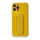 BSSM iPhone 12 Pro Coco Karbon Standlı Kapak Sarı Kılıf