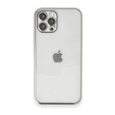 BSSM iPhone 12 Pro Max Razer Lensli Silikon - Gümüş Kılıf