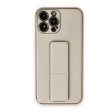 BSSM iPhone 13 Pro Coco Beyaz Deri Standlı Kapak Kılıf
