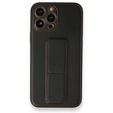 BSSM iPhone 13 Pro Coco Siyah Deri Standlı Kapak Kılıf