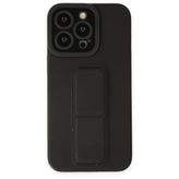 BSSM iPhone 13 Pro Max Mega Standlı Silikon Siyah Kılıf