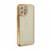 BSSM Joke Taşlı Silikon - Gold iPhone 12 Pro Kılıf