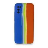 BSSM Samsung Galaxy A03S Ebruli Lansman Silikon Mavi-Turuncu Kılıf
