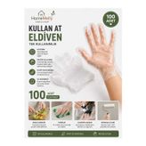 Btm Home 100 Adet Poşet Eldiven Şeffaf Tek Kullanımlık Pratik Eldiven