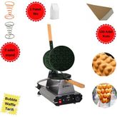 Bubble Waffle Makine Seti Kalpli - Gümüş
