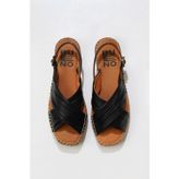 Bueno Siyah Deri Kadın Espadril Sandalet