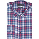 Buenza SRY 037 Kırmızı Ekose Slim Fit Uzun Kol Erkek Gömlek