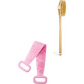 Buffer At Kılı Ahşap Banyo Fırçası+ Çift Taraflı Silikon Yumuşak Banyo Hamam Lifi