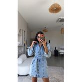 Buket Teke Açık Renk Denim Mini Elbise