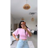 Buket Teke Pembe Kısa Kol Modal İspanyol Bluz