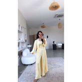 Buket Teke Sarı Uzun Viskon Less Kimono