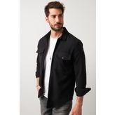 Buratti CF21W112925 Siyah Çift Cepli Fermuarlı Slim Fit Kışlık Erkek Gömlek